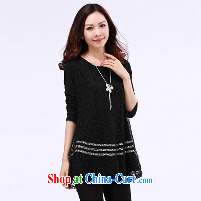 GE, Elizabeth 2015 the code female Korean spring is the increased graphics thin, lace solid shirt DDS 009 black color 5 XL, GE, Elizabeth, shopping on the Internet