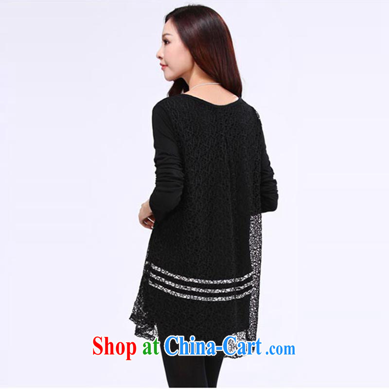 GE, Elizabeth 2015 the code female Korean spring is the increased graphics thin, lace solid shirt DDS 009 black color 5 XL, GE, Elizabeth, shopping on the Internet