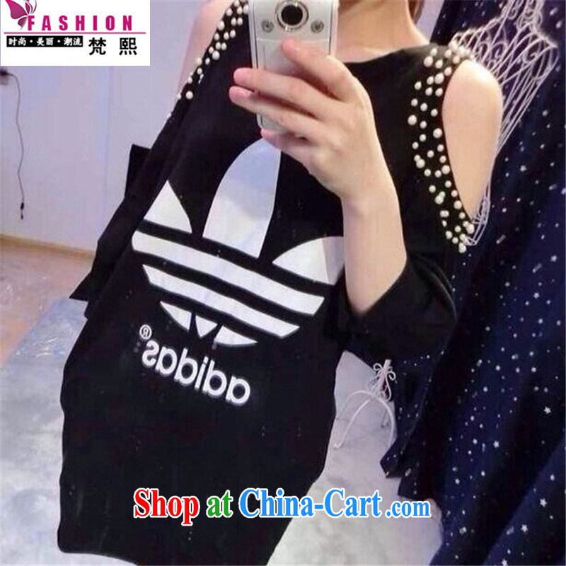 Mr Chau Tak-hay Van Gogh 2015 summer Korean version of the new, thick mm200 jack to wear loose the code female stamp short-sleeved shirt T graphics thin T-shirt black XXL, Van Gogh-hee, shopping on the Internet