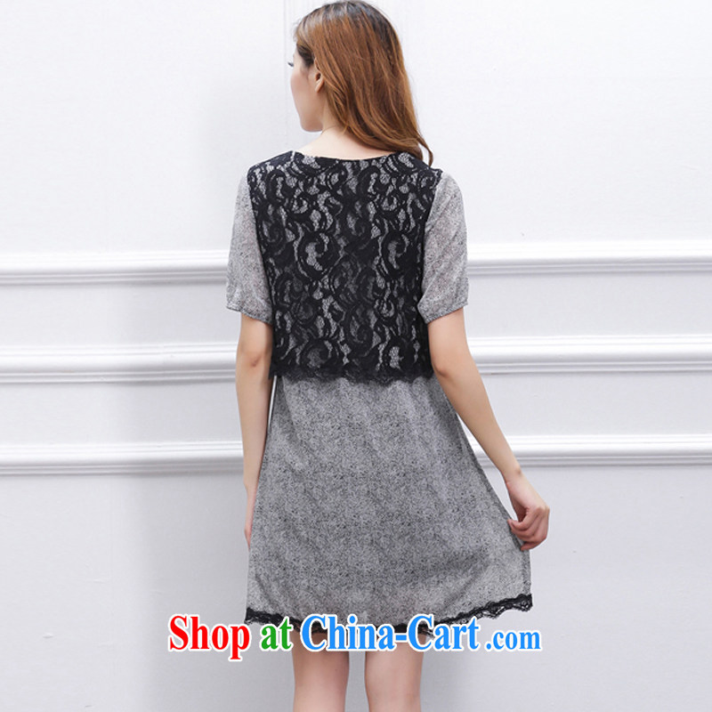 US-ri-hee 2015 spring and summer, loose lace-thick, mm maximum code female summer short-sleeved solid ice woven dresses 9616 gray XL, Mee-lee-hee (MEILIJI), online shopping