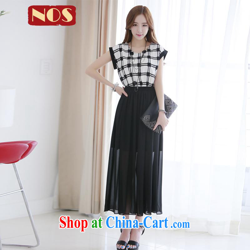 Thin _NOS_ the code dress dresses the waist graphics thin grid stamp snow woven skirt Q 663,061 Black Large Number 3 XL