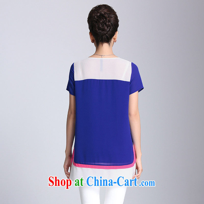 The Mak is the female 2015 summer new, thick mm video thin knocked color short-sleeved snow woven shirts T shirt 952153915 blue 5 XL, former Yugoslavia, Mak, and shopping on the Internet