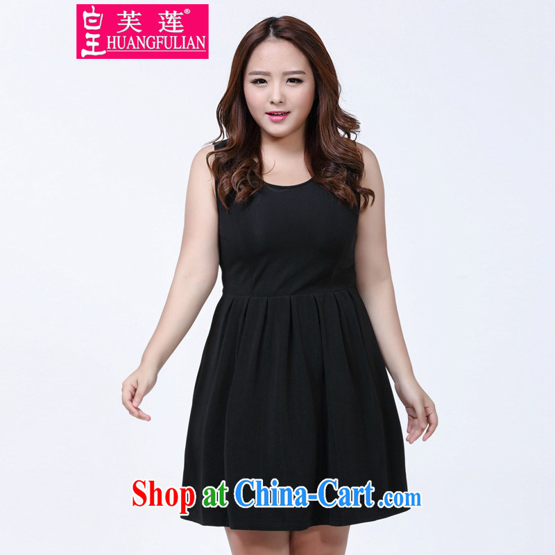 Rather than be Lin 2015 summer new Korean temperament and indeed XL dresses video thin-waist Solid Color thick mm sleeveless vest dress 1005 black XXXXL, not be Lin (HUANGFULIAN), online shopping