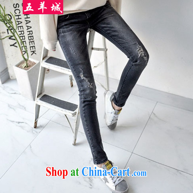 Five Rams City 2015 spring and summer new thick mm summer low waist stretch jeans and indeed increase, female 200 Jack fat people 157 pants smoke gray 38 recommendations 160 - 180 jack, 5 rams City, shopping on the Internet