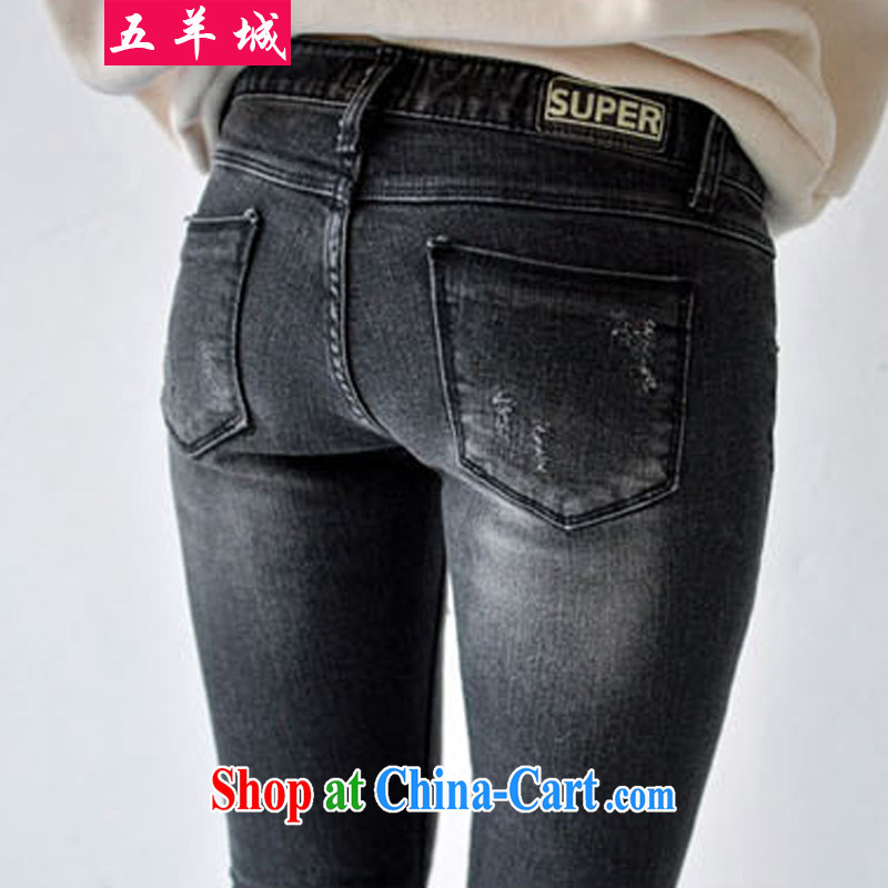 Five Rams City 2015 spring and summer new thick mm summer low waist stretch jeans and indeed increase, female 200 Jack fat people 157 pants smoke gray 38 recommendations 160 - 180 jack, 5 rams City, shopping on the Internet