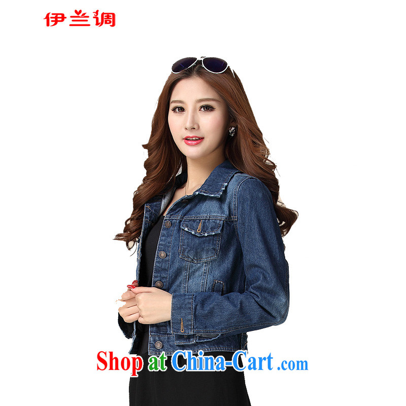 The blue-cultivating graphics thin short denim jacket 2015 spring new thick mm larger women is the increased emphasis on sister 2058 XXXXL blue, the blue, and, shopping on the Internet