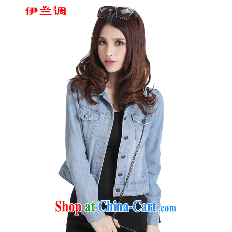 The blue-cultivating graphics thin short denim jacket 2015 spring new thick mm larger women is the increased emphasis on sister 2058 XXXXL blue, the blue, and, shopping on the Internet