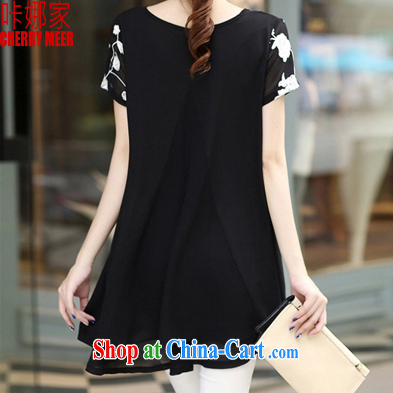 Click national 2015 spring new Korean short-sleeved clothes snow woven shirts thick MM larger female 011 black XXXL, click the Home (CHERRY MEER), online shopping