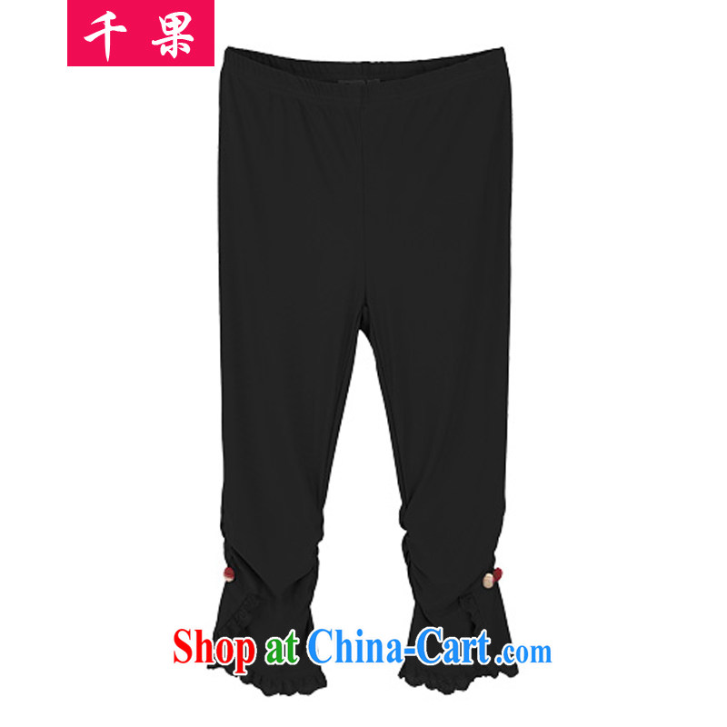 1000 2015 if the FAT XL girls summer, new Korean mm thick 100 cultivating a lace 7 pants larger leisure video thin solid pants 1853 black 4XL 200 - 210 jack, 1000 fruit (QIANGUO), online shopping