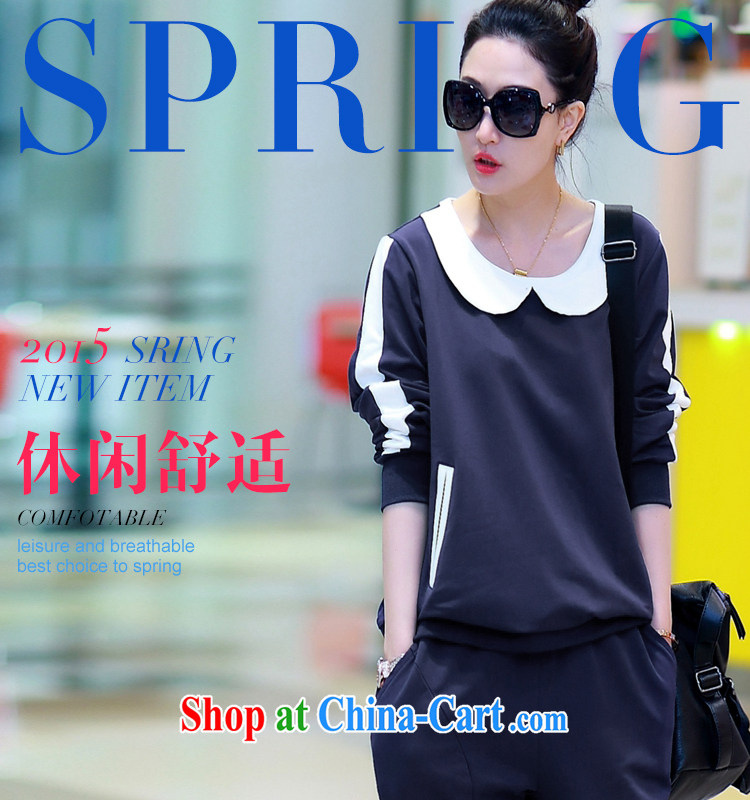Yu's Sin City 2015 spring new Korean video thin large code, Yi two kits with thick mm sportswear girls dark blue 4 XL pictures, price, brand platters! Elections are good character, the national distribution, so why buy now enjoy more preferential! Health