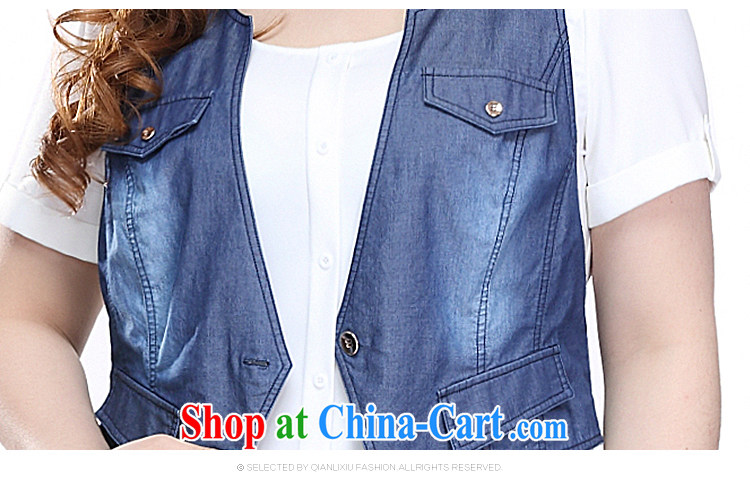 Slim Li-su 2015 summer new, larger ladies' denim jacket cuff has short-sleeve round neck is really two T-shirts Q 7567 m White 4XL pictures, price, brand platters! Elections are good character, the national distribution, so why buy now enjoy more preferential! Health
