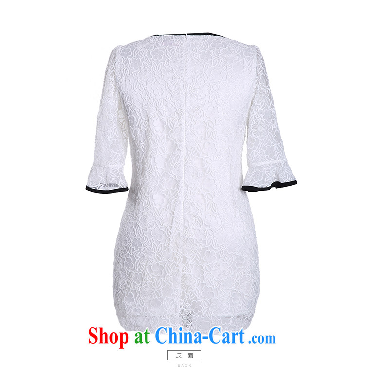 Slim LI Sau 2015 summer new, larger female Lace Embroidery butterfly knot 7 horn cuff dress Q 7568 m White XL pictures, price, brand platters! Elections are good character, the national distribution, so why buy now enjoy more preferential! Health