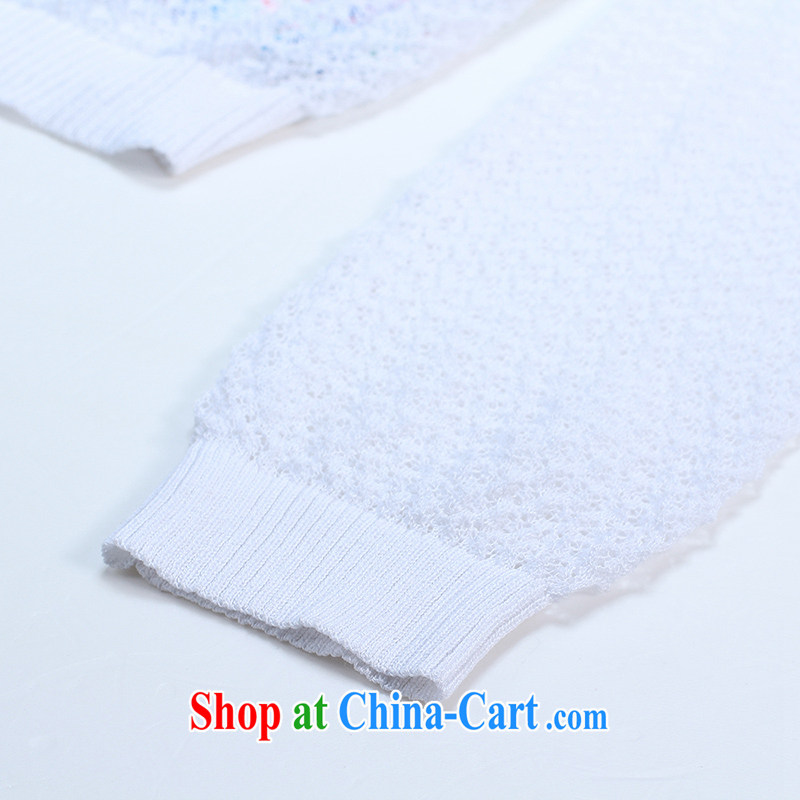 Slim Li-su 2015 summer new, larger female air conditioning hood shirt shawl snow woven Openwork knit-Q 7697 white 2XL, slim Li-su, shopping on the Internet