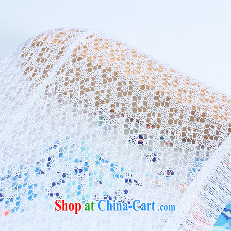 Slim Li-su 2015 summer new, larger female air conditioning hood shirt shawl snow woven Openwork knit-Q 7697 white 2XL, slim Li-su, shopping on the Internet