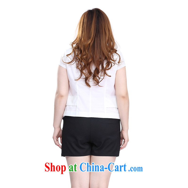 Slim LI Sau 2015 summer new, larger female presence with false trade descriptions for Web the stitching package short sleeves, small jacket Q 7705 m White 5XL, slim Li-su, and shopping on the Internet