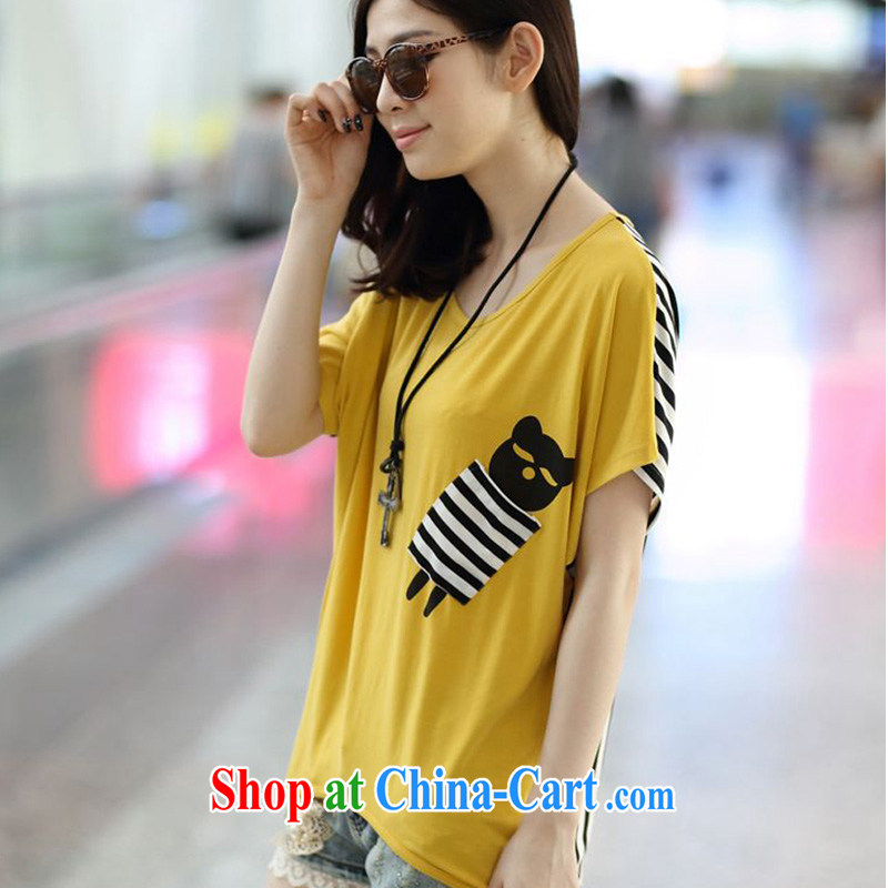GRAPOS 2015 summer new stitching round-collar loose T pension maximum code short-sleeved shirt T DM 014 yellow XL, GRAPOS, and shopping on the Internet