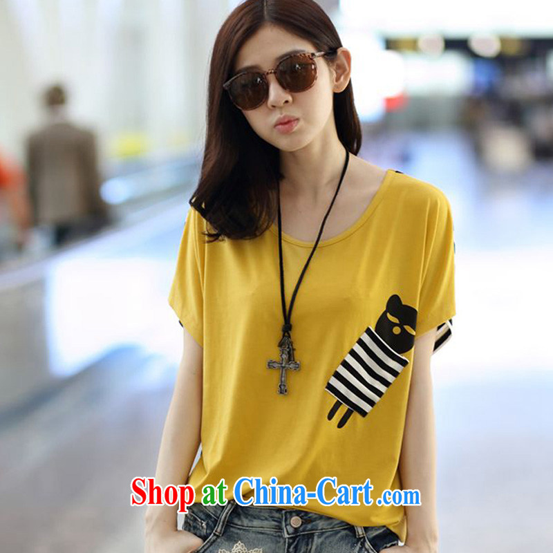 GRAPOS 2015 summer new stitching round-collar loose T pension maximum code short-sleeved shirt T DM 014 yellow XL, GRAPOS, and shopping on the Internet
