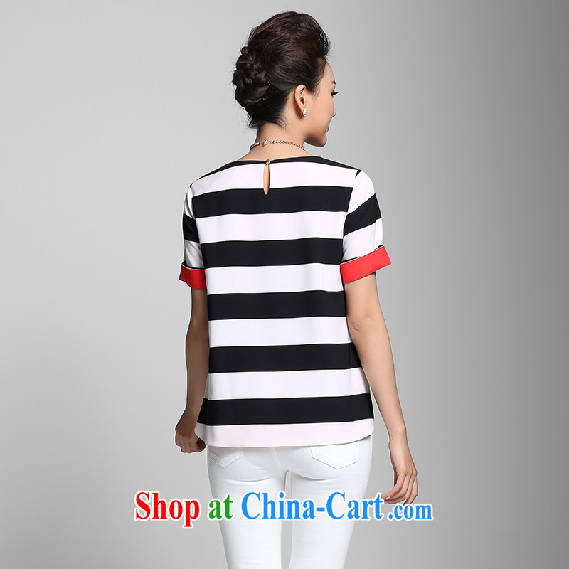 The Mak is the female 2015 summer new thick mm stylish stitching knocked color streaks T pension 952362335 black-and-white stripes 5 XL, former Yugoslavia, Mak, and shopping on the Internet