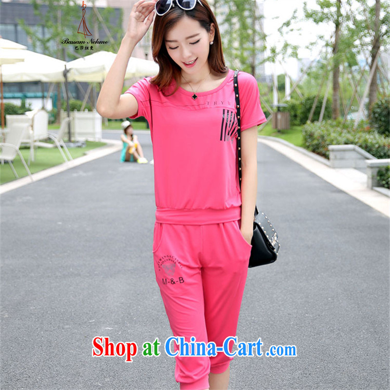 The Mona Lisa Newman's 2015 summer Korean version of the new movement, two-piece large, female casual short-sleeved Kit 6526 pink XXXXL, Elizabeth Newman (BASSAMNEHME), shopping on the Internet