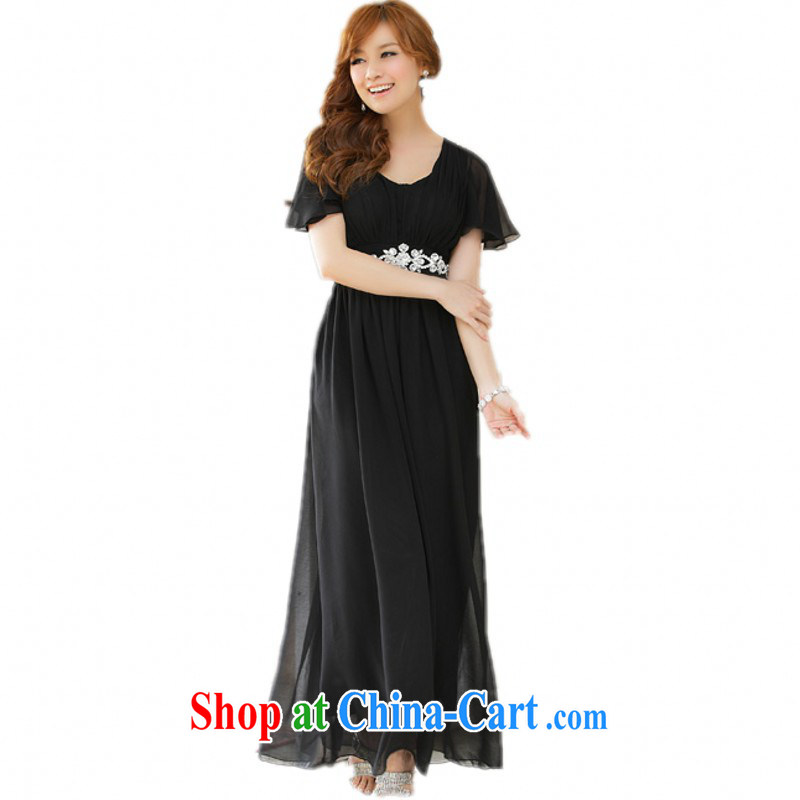The delivery package as soon as possible by 2015 new summer luxury American drilling the waist snow woven skirts XL video thin flouncing cuff dress evening dress in black XXXL approximately 165 - 180 jack