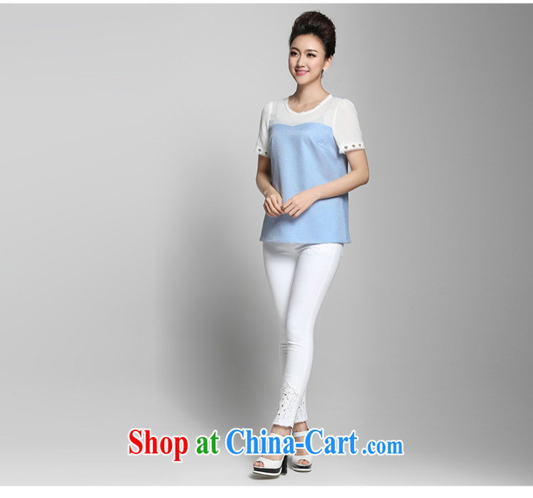 Slim, Mr Big, female 2015 summer new thick mm relaxed beauty knocked color tile short-sleeve shirt T 952362290 blue 3 XL pictures, price, brand platters! Elections are good character, the national distribution, so why buy now enjoy more preferential! Health