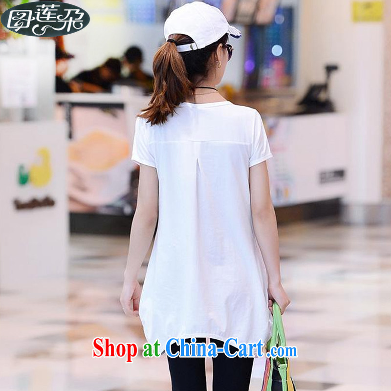 The lotus flower in Summer 2015, the larger female short-sleeved T pension round collar Korean Version Stamp Duty relaxed lounge, suite 1327 Y large white code XXXL code, the Lotus Flower, and shopping on the Internet