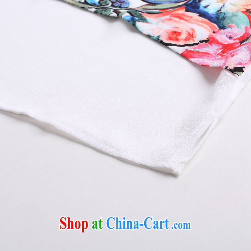 The Mak is the female 2015 summer new, thick mm stylish flowers 100 snow ground woven shirts 952362330 floral 4 XL, slim Mak, shopping on the Internet