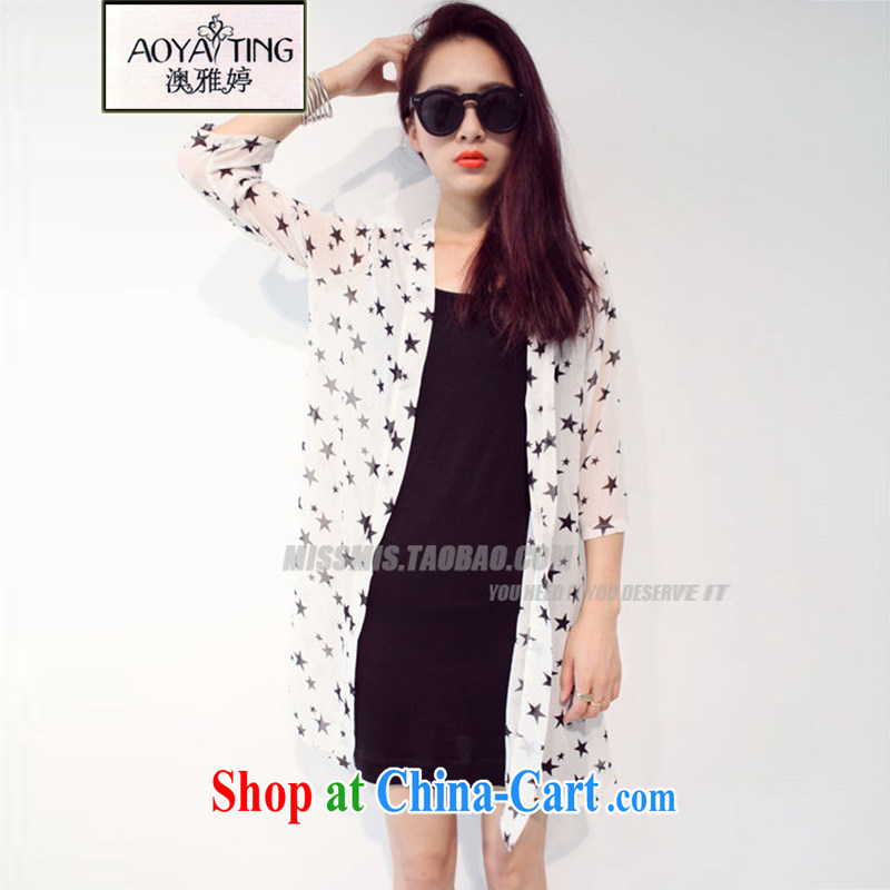 o Ya-ting 2014 summer new Korean stars snow woven shirts thick MM, long-yi flows 51 - 12 white 3XL recommends that you 160 - 200 jack