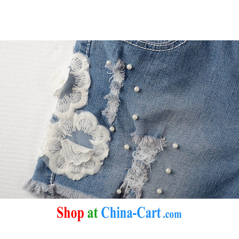 Thin (NOS) King, female new jeans stylish embroidered pin Pearl graphics thin hot pants M 76,931 roses 42 code 220 about Jack, thin (NOS), online shopping