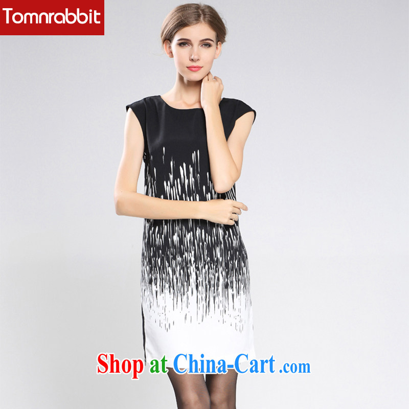 tomnrabbit the European site the Code women summer dresses new black-and-white striped thick sister graphics thin dresses pattern color XL, Tomnrabbit, shopping on the Internet