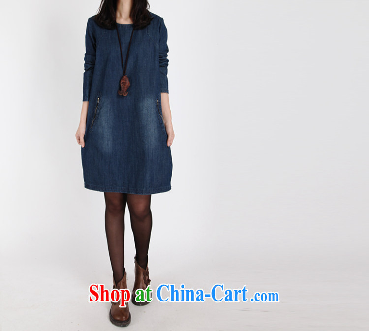 In particular, Donald Rumsfeld, spring 2015 new Korean version of the greater code female long-sleeved denim dress wear white denim dress 6896 blue XXL pictures, price, brand platters! Elections are good character, the national distribution, so why buy now enjoy more preferential! Health
