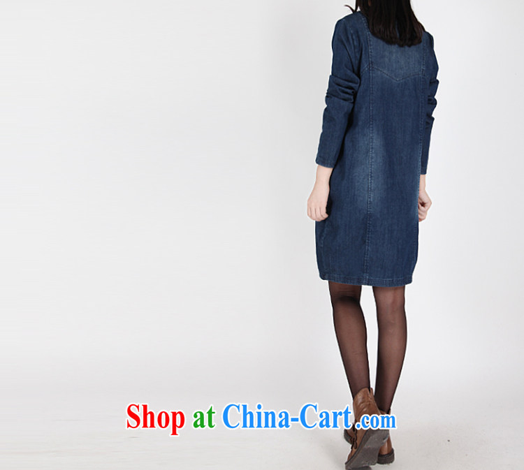 In particular, Donald Rumsfeld, spring 2015 new Korean version of the greater code female long-sleeved denim dress wear white denim dress 6896 blue XXL pictures, price, brand platters! Elections are good character, the national distribution, so why buy now enjoy more preferential! Health