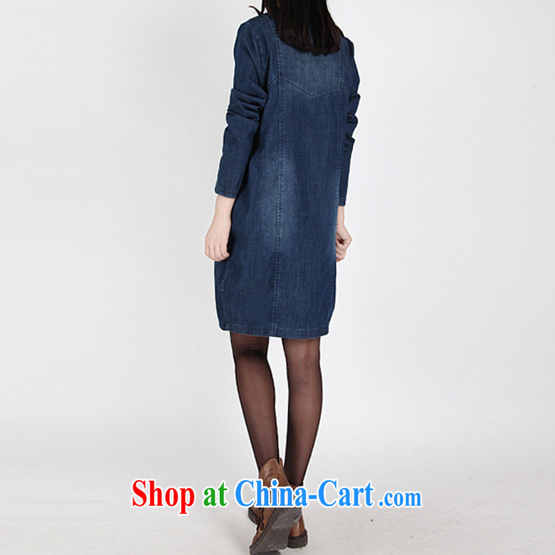 In particular, Donald Rumsfeld, spring 2015 new Korean version of the greater code female long-sleeved denim dress wear white denim dress 6896 blue XXL, particularly China, Philippines, and shopping on the Internet