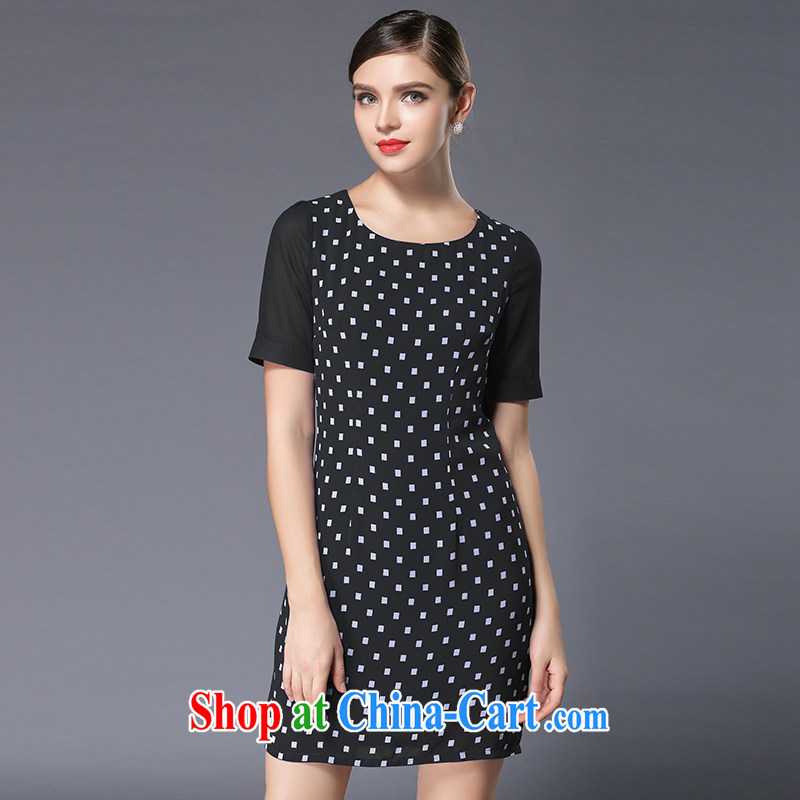 Connie's dream in Europe and high-end stylish wave point dresses 2015 new summer XL girls decorated in a video thin short-sleeved snow woven skirt Y 3357 black XXXL, Connie dreams, shopping on the Internet