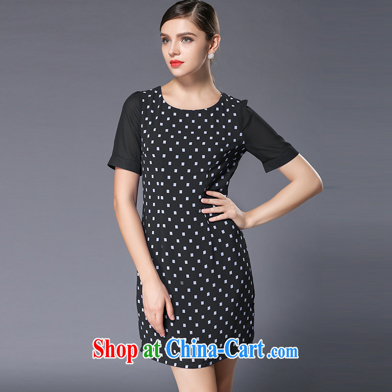 Connie's dream in Europe and high-end stylish wave point dresses 2015 new summer XL girls decorated in a video thin short-sleeved snow woven skirt Y 3357 black XXXL, Connie dreams, shopping on the Internet