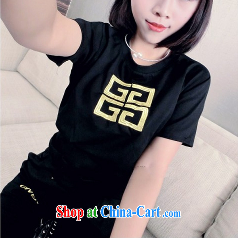 The fine, the European site spring and summer new women fashion the temperament T shirts, trousers and Leisure video thin package black, code, fine, and shopping on the Internet