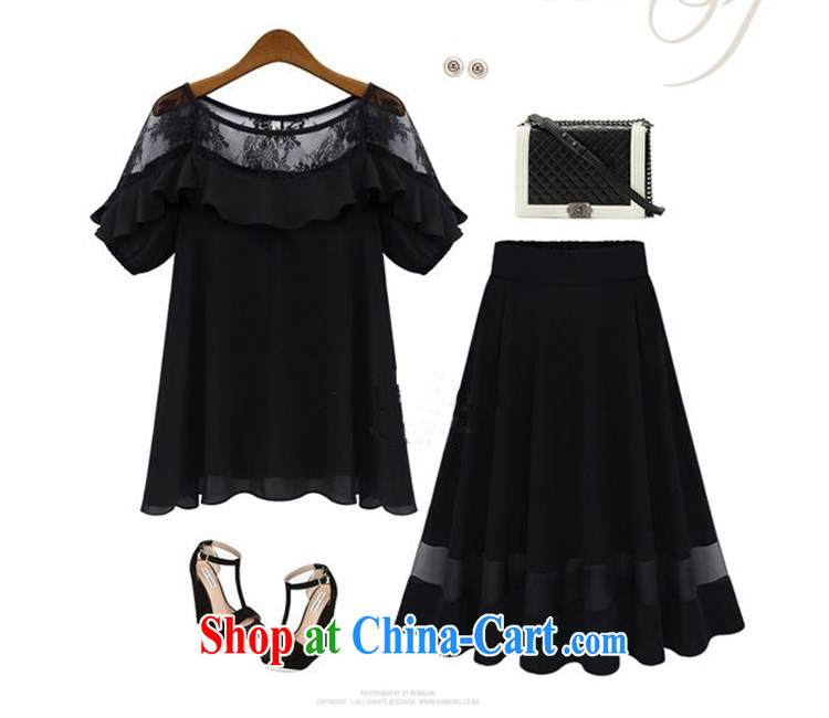 1000 fruit and indeed increase, female new summer lace stitching loose video thin T-shirt thick MM Openwork short-sleeved large code snow beauty woven shirts 0826 black XXXXXL pictures, price, brand platters! Elections are good character, the national distribution, so why buy now enjoy more preferential! Health