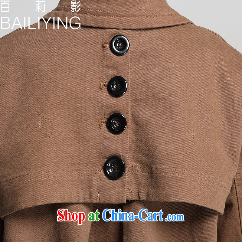 100 film and her new 2015 spring, Korean Wind Yi, thick MM double-The fat girl style Leisure jacket walnut XXL, 100 Li (BAILIYING), online shopping