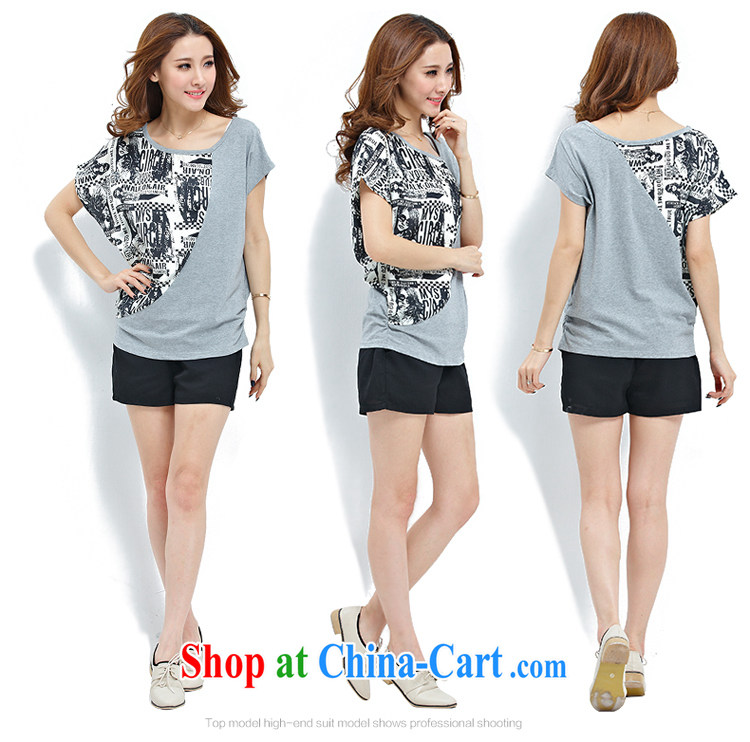 Ms. Cecilia Clinton 200 jack and indeed increase, female 2015 summer new thick mm loose video thin short-sleeved sport and leisure package thick sister shorts 2 piece gray XXXXL pictures, price, brand platters! Elections are good character, the national distribution, so why buy now enjoy more preferential! Health