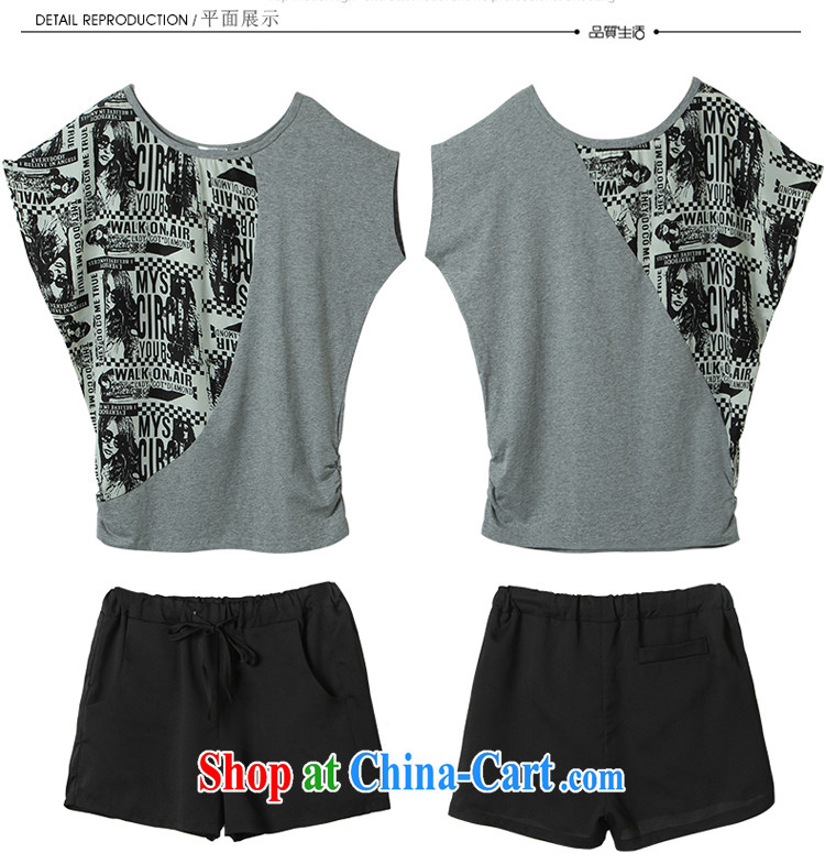 Ms. Cecilia Clinton 200 jack and indeed increase, female 2015 summer new thick mm loose video thin short-sleeved sport and leisure package thick sister shorts 2 piece gray XXXXL pictures, price, brand platters! Elections are good character, the national distribution, so why buy now enjoy more preferential! Health