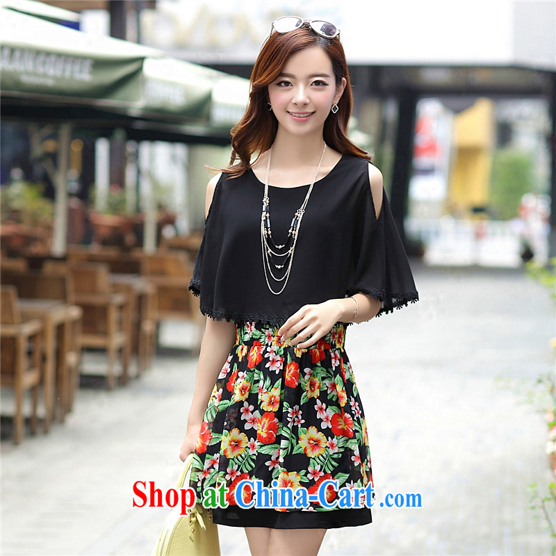 The Pueblo, The 2015 summer new dresses bat sleeves stitching sleeveless ice woven loose the code female black XXL, the BLUEST), shopping on the Internet