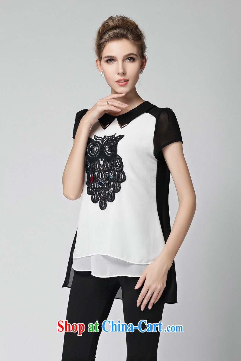 Connie's dream snow in Europe and woven shirts new 2015 summer is the XL women mm thick owl embroidery stitching short-sleeve T-shirt women T-shirt Y 3261 white XXXXL pictures, price, brand platters! Elections are good character, the national distribution, so why buy now enjoy more preferential! Health
