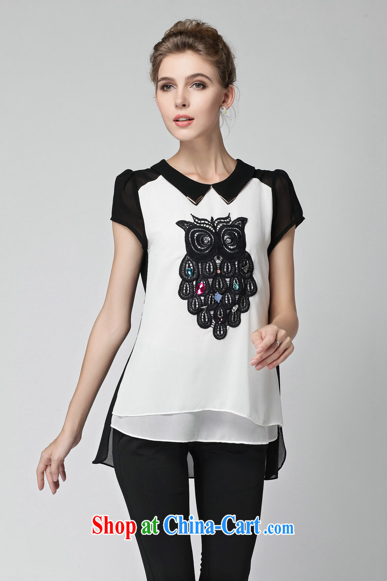 Connie's dream snow in Europe and woven shirts new 2015 summer is the XL women mm thick owl embroidery stitching short-sleeve T-shirt women T-shirt Y 3261 white XXXXL pictures, price, brand platters! Elections are good character, the national distribution, so why buy now enjoy more preferential! Health