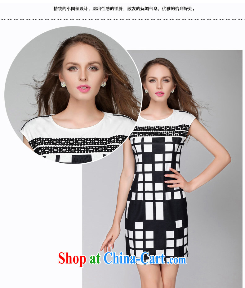 Connie's dream European and American high-end large, women summer 2015 New MM thick stylish black-and-white Plane Collision-color grid graphics thin short-sleeved dresses Y 3279 figure color XXL pictures, price, brand platters! Elections are good character, the national distribution, so why buy now enjoy more preferential! Health