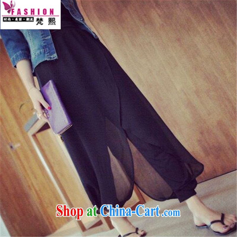 Van Gogh-hee, female thick mm spring loaded the code summer girls trousers elasticated waist 200 Jack King snow woven leisure, trouser press black 6 XL 180-200, Van Gogh-hee, shopping on the Internet