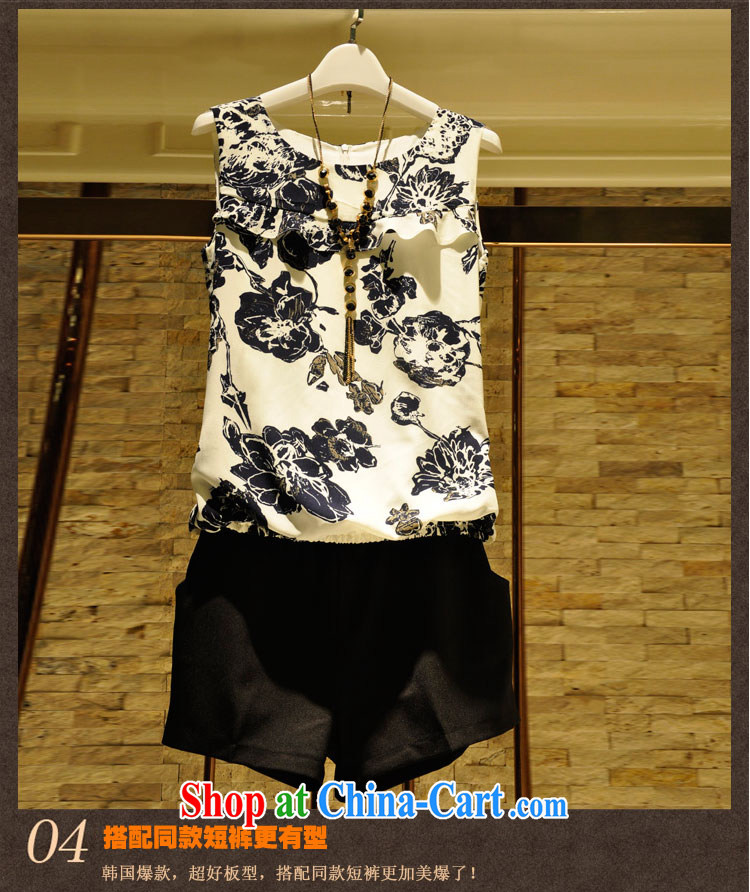 Korean female larger floral sleeveless ice woven shirts female graphics skinny T-shirt T-shirt + Black simple solid color shorts package picture color XXXL pictures, price, brand platters! Elections are good character, the national distribution, so why buy now enjoy more preferential! Health