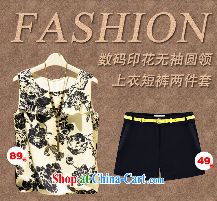 Korean female larger floral sleeveless ice woven shirts female graphics skinny T-shirt T-shirt + Black simple solid color shorts package picture color XXXL pictures, price, brand platters! Elections are good character, the national distribution, so why buy now enjoy more preferential! Health