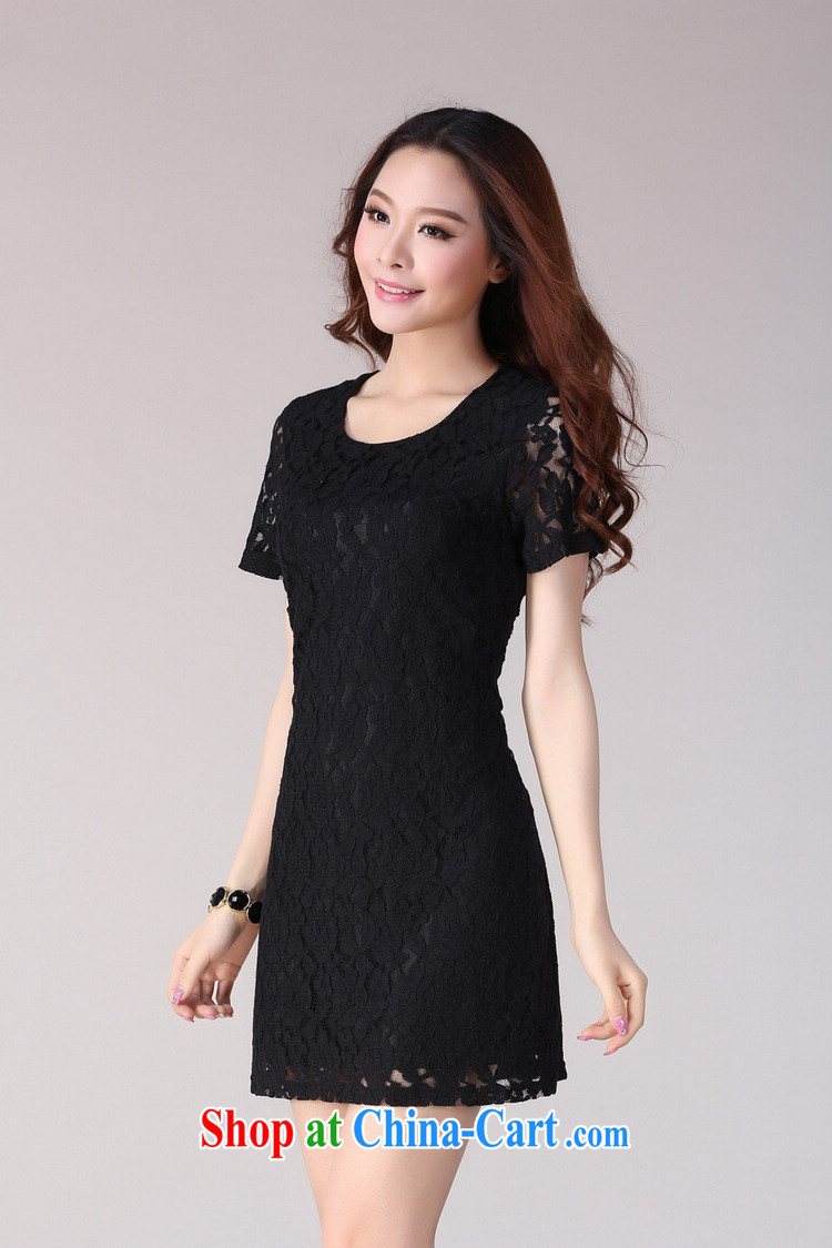 Land is the Yi, female dress summer 2015 new Korean commuter temperament and obesity sister lace short-sleeved dress 2093 black XXXXL pictures, price, brand platters! Elections are good character, the national distribution, so why buy now enjoy more preferential! Health