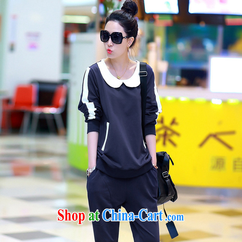 According to perfect 2015 spring new thick MM and indeed increase, long-sleeved shirt T two-piece cotton sport and leisure package female Y 2102 black 4XL, according to perfect (Yibofei), online shopping