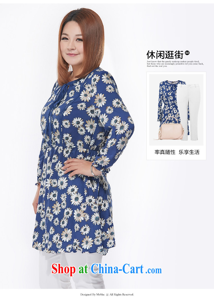 MSSHE larger women 2015 spring mm thick sister sweet leisure with stamp duty long skirt shirt 2920 blue stamp 6XL pictures, price, brand platters! Elections are good character, the national distribution, so why buy now enjoy more preferential! Health